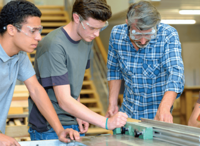 People collaborating in a workshop